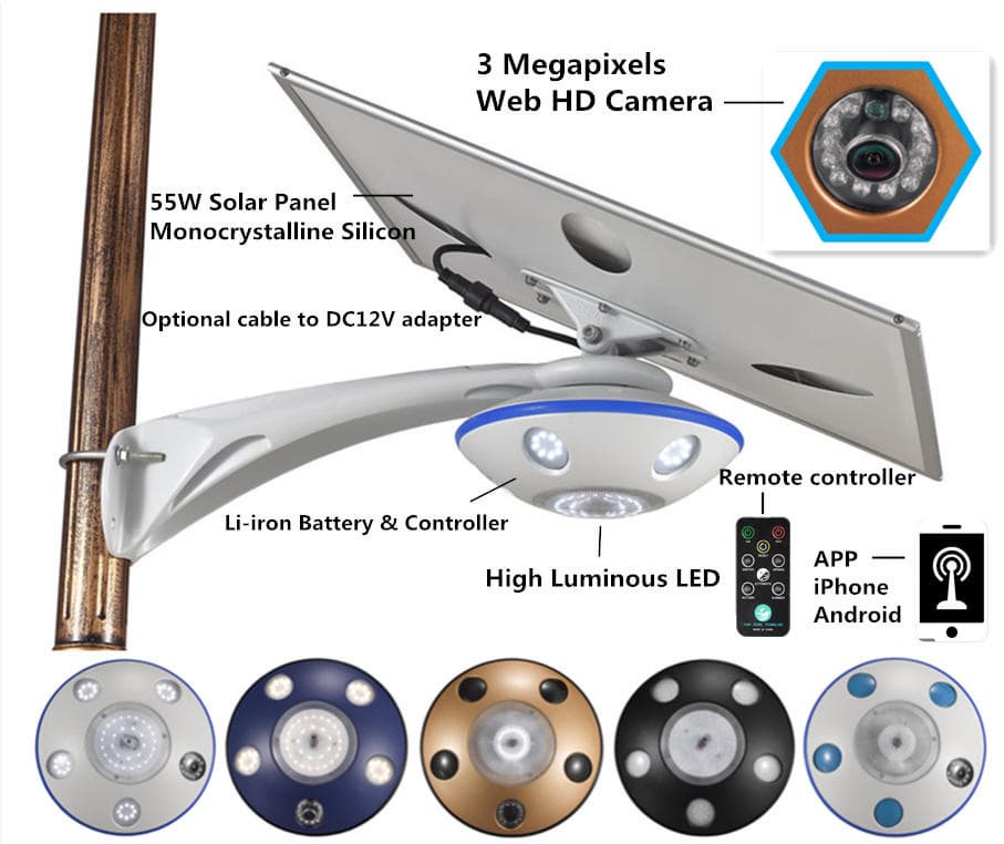 Smart Solar LED street light garden lamp WiFi 4G CCTV Camera
